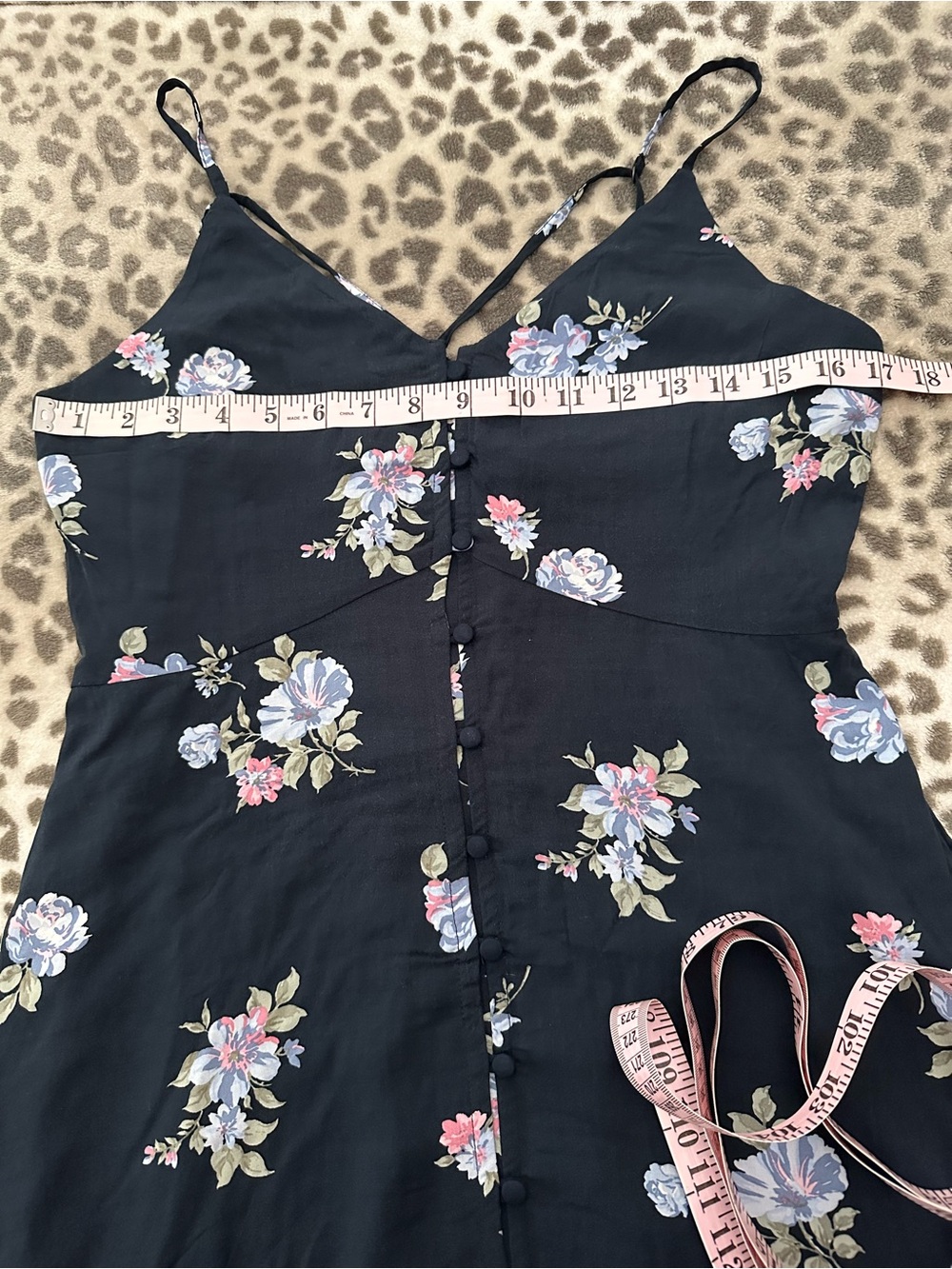 Abercrombie & Fitch Button Front V-Neck Cami Strap Mini Sundress Blue Floral S - Picture 15 of 17